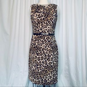 Anne Klein Leopard Belted SleevelessShift Dress 10